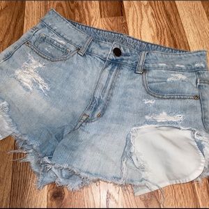 distressed denim shorts